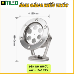 Kích thước đèn âm nước 6W