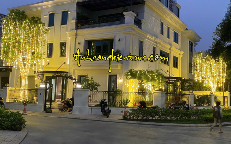 Thi Công Quấn Cây Phủ Tán Theo Phong Cách Cây Thông Noel 3 Thi cong quan cay phu tan theo phong cach anh sang kien truc