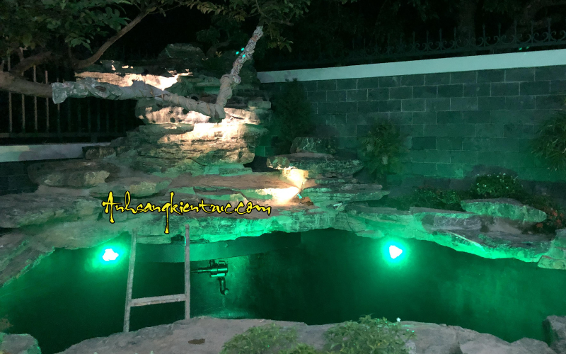 Đèn Âm Nước 9W - IP68 24V Ánh Sáng Vàng, RGB (Đổi Màu) 3 den am nuoc lap duoi mat nuoc 10cm