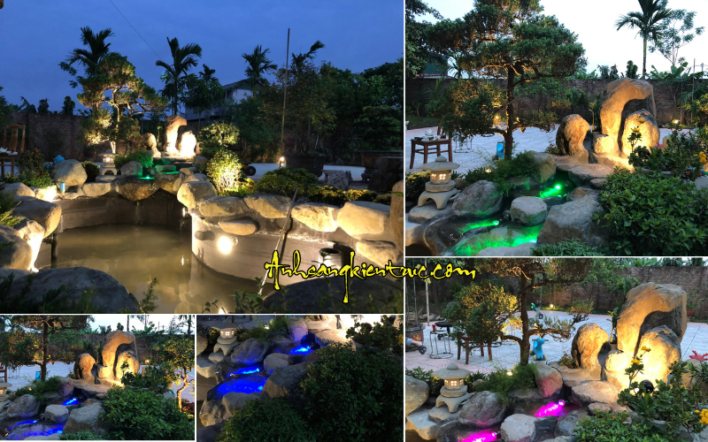 Sự khác biệt giữa đèn âm nước đổi màu và đèn âm nước ánh sáng vàng 7 Den chieu thac nuoc doi mau