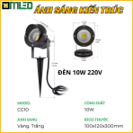 Đèn Chiếu Cây 10W - 220V Ánh Sáng Vàng Trắng - Ảnh 2