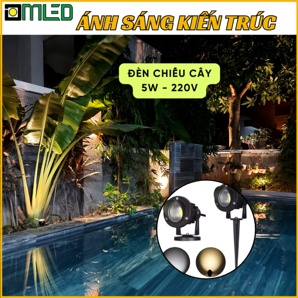 Đèn Chiếu Cây 5W - 220V Ánh Sáng Vàng Trắng