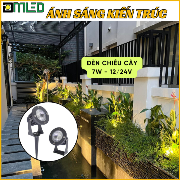 Đèn Chiếu Cây 7W - 12V 24V Ánh Sáng Vàng