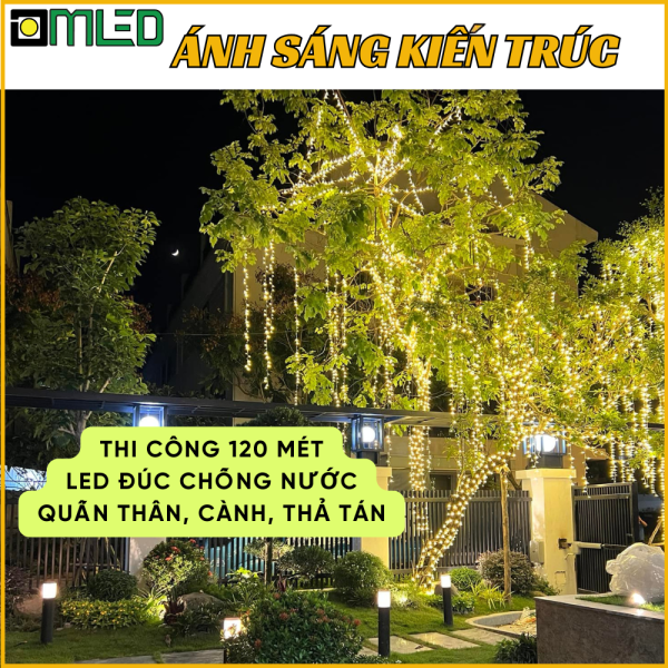Thi Công Quấn Cây 120m Led Đúc F5 Đế 9mm - Quấn Thân Thả Tán