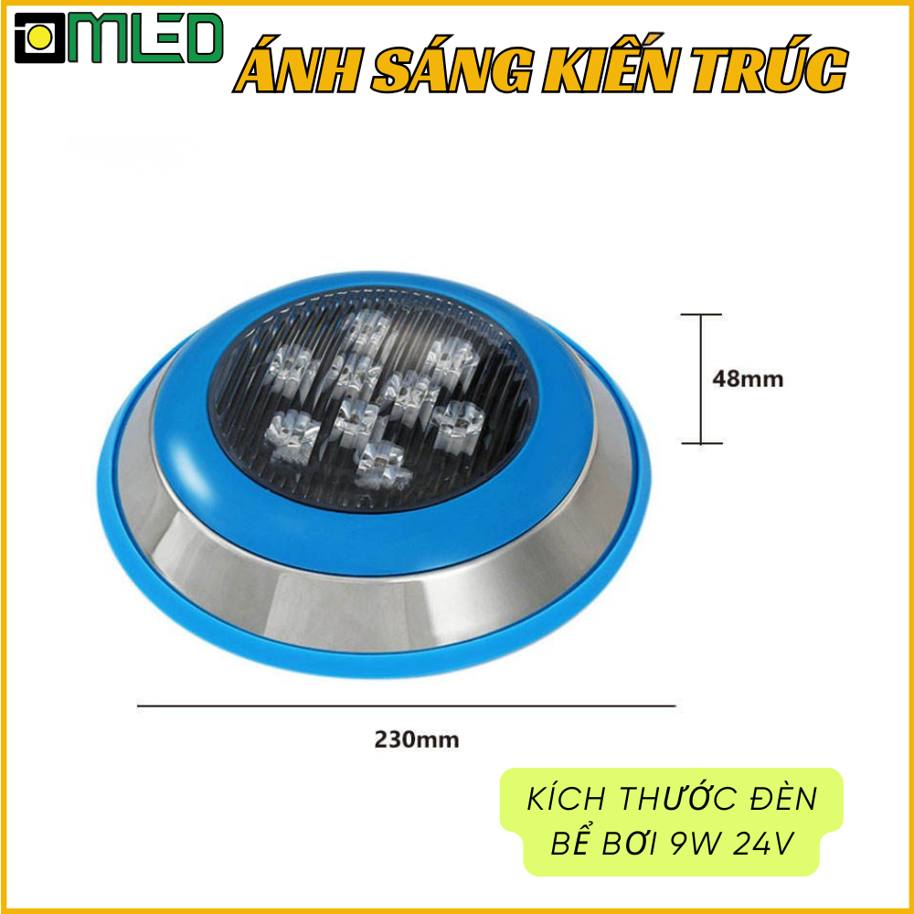 kích thước đèn bể bơi 9w