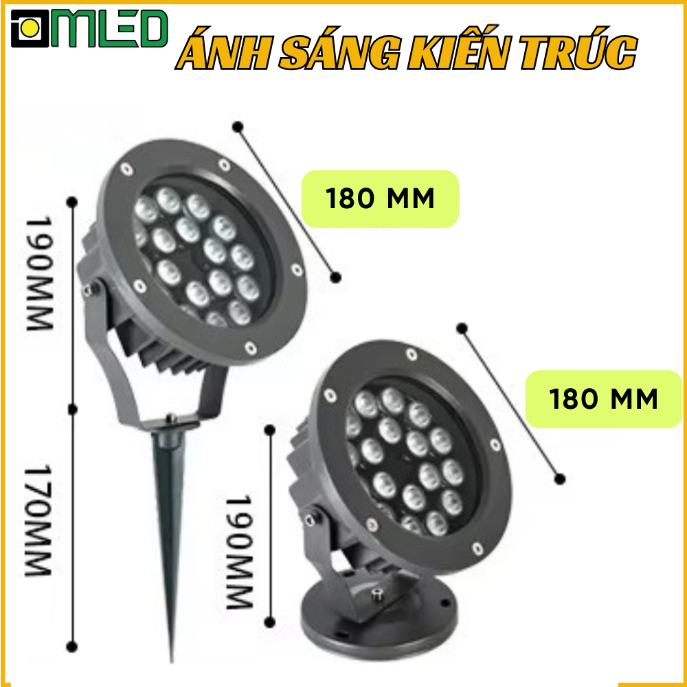 kích thước đèn chiếu cây 18W